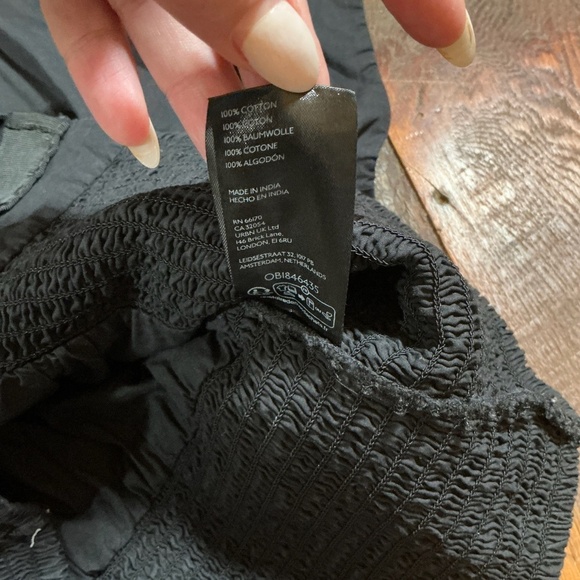 Maeve by Anthropologie Black Zip Front Smocked Waist Top Size Large - Picture 7 of 7